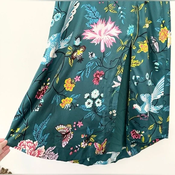 Anthropologie Maeve Green Floral Button Front Shirt Dress Size 8 - Picture 5 of 14